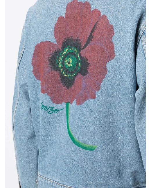 KENZO Blue Floral-Print Trucker Jacket for men