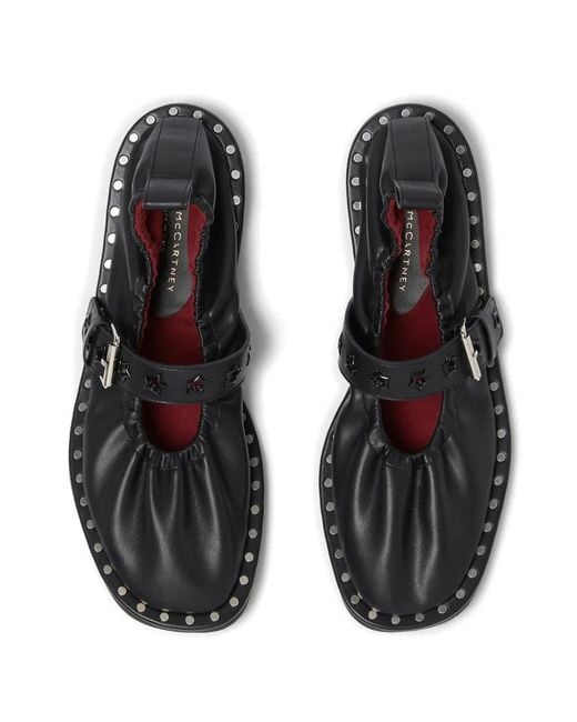 Stella McCartney Black Falabella Studded Ballerina Shoes