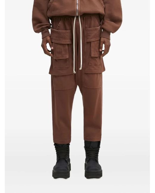 Rick Owens Broek Met Verlaagd Kruis En Trekkoord in het Brown voor heren