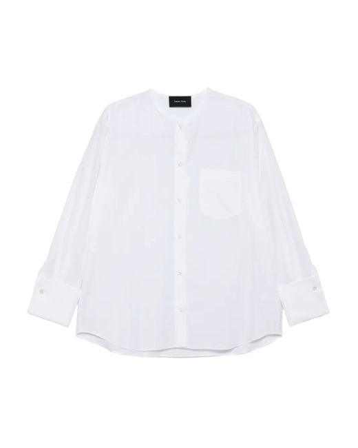 Simone Rocha Shirt Met Hoge Opstaande Kraag En Zak in het White