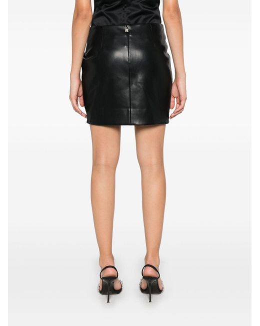 ROTATE BIRGER CHRISTENSEN Black Draped Faux Leather Mini Skirt