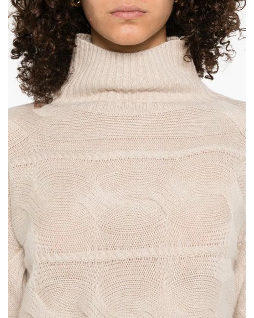 Max Mara Natural Cable-Knit Turtleneck Sweater