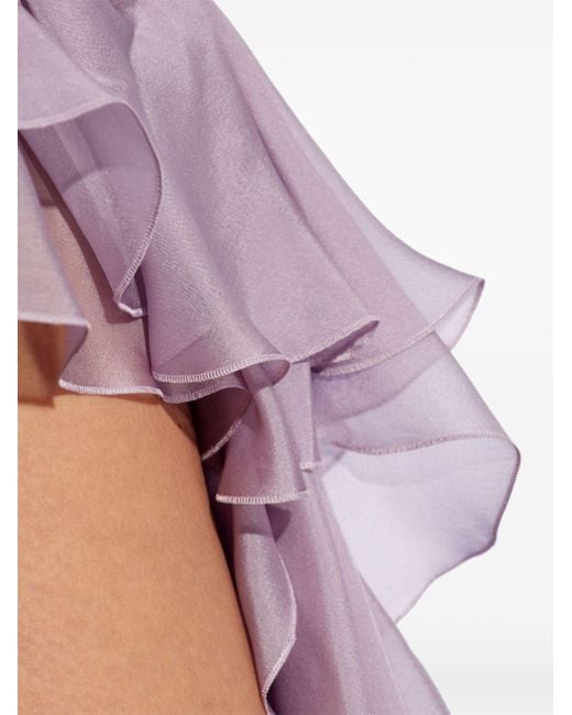 Blumarine Purple Ruffled Silk Mini Skirt