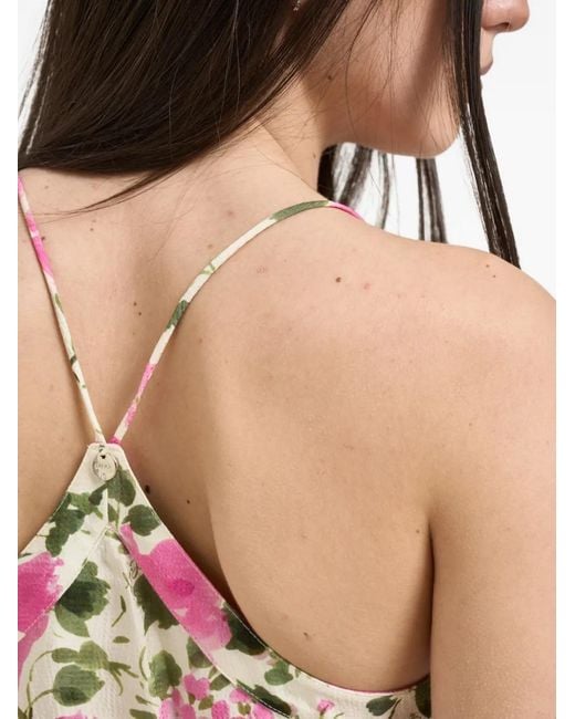 Liu Jo Red Floral-Print V-Neck Top