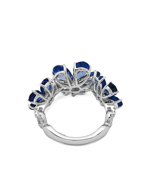 Jewels Aficionado Blue 18K Sapphire Flower Ring