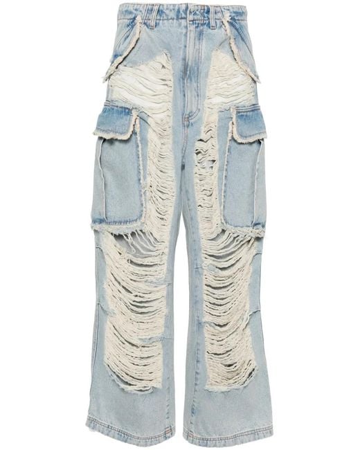 DARKPARK Blue Vivi Distressed Wide-Leg Jeans