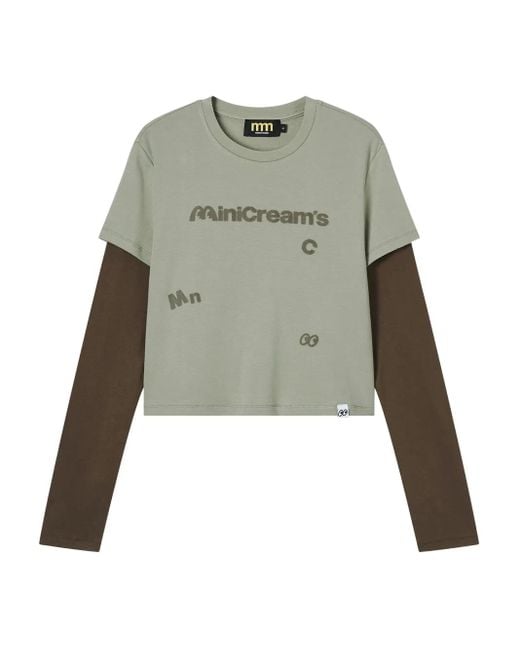 Mini Cream Green Oberteil im Layering-Look