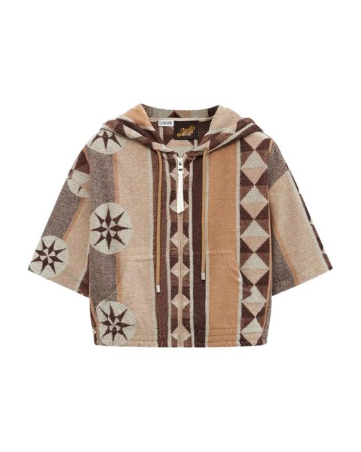 Loewe Brown Geometric-Pattern Hoodie