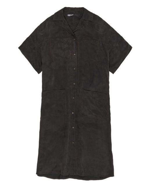 Bimba Y Lola Black Button-Down Patch-Pocket Dress