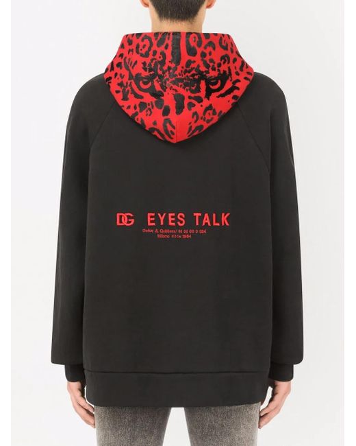 Dolce & Gabbana Black Eyes Talk Leopard-Hood Hoodie for men