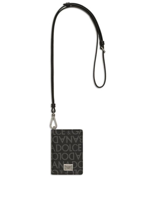 Dolce & Gabbana White Logo-print Leather Cardholder for men