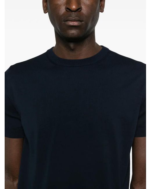 Canali Blue Short-Sleeve Knitted T-Shirt for men