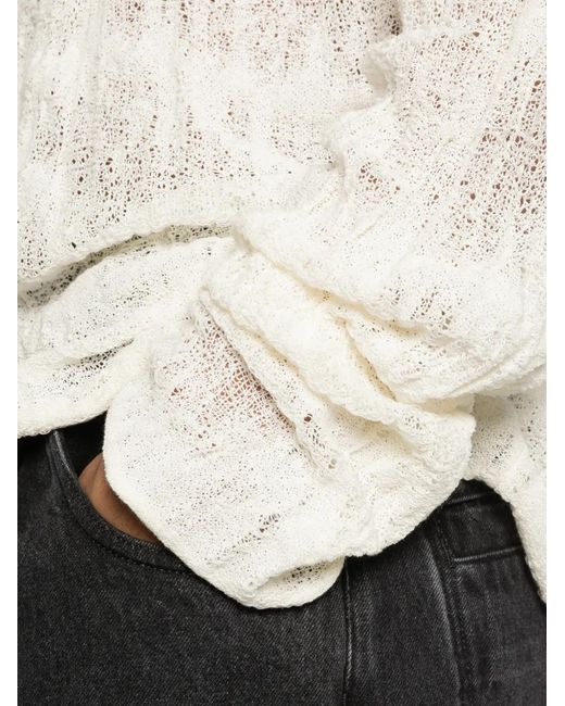 Isabel Benenato White Crew Neck Sweater for men