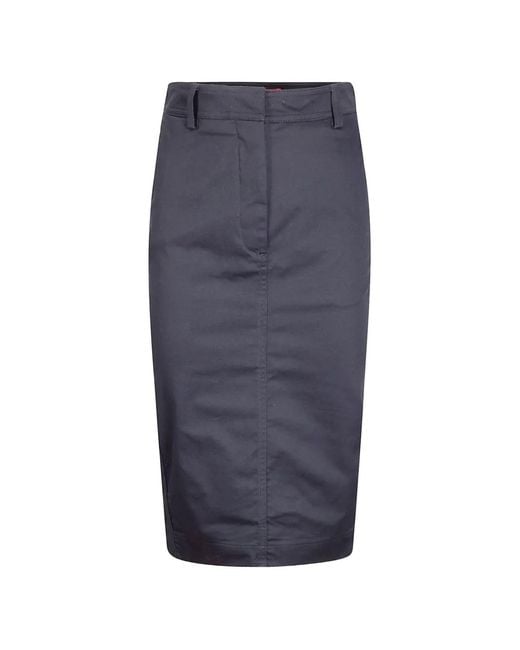 Thelatest Blue Back-Vent Pencil Skirt
