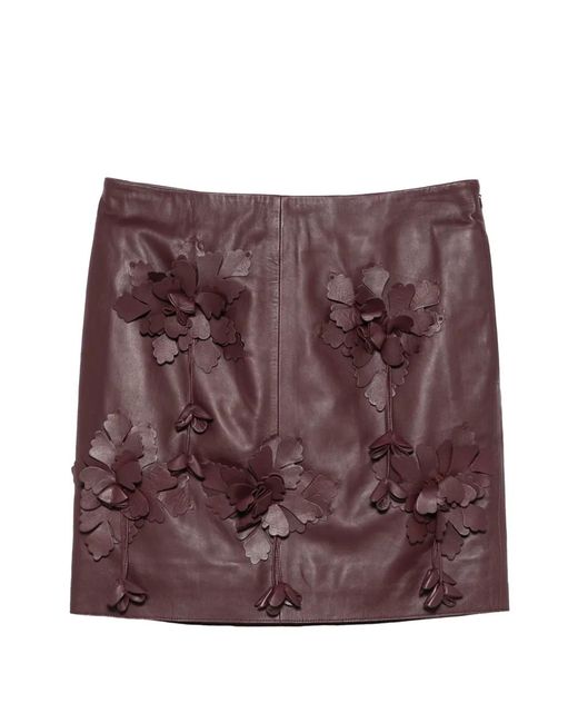 Alberta Ferretti Purple Floral-Appliqué Skirt