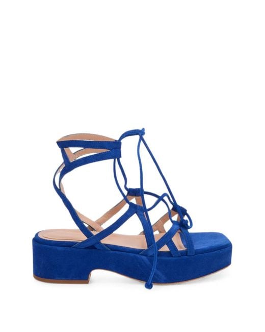 Alberta Ferretti Blue Crisscross-Strap Platform Sandals