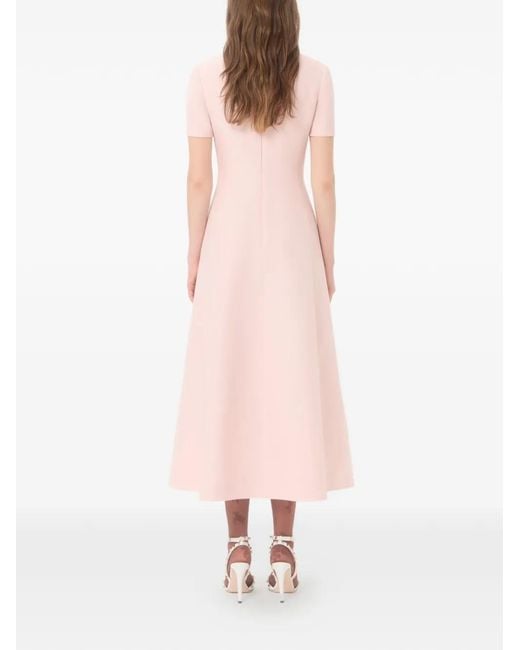 Valentino Garavani Pink Crepe Couture Embroidered Midi Dress