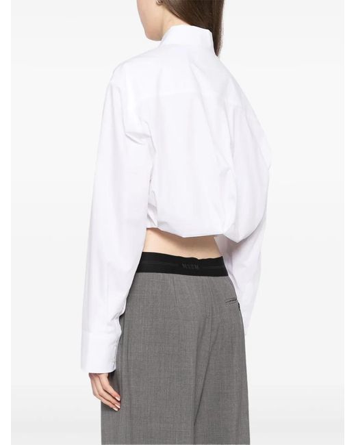 MSGM White Besticktes Cropped-Hemd