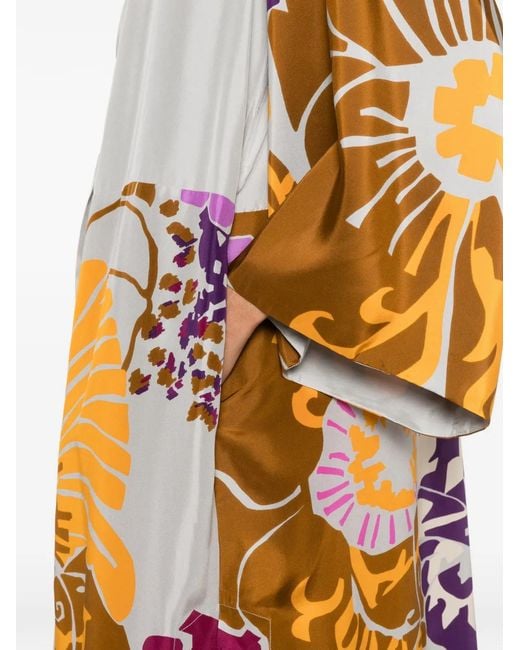 Psophia White Floral-Print Tie-Front Coat