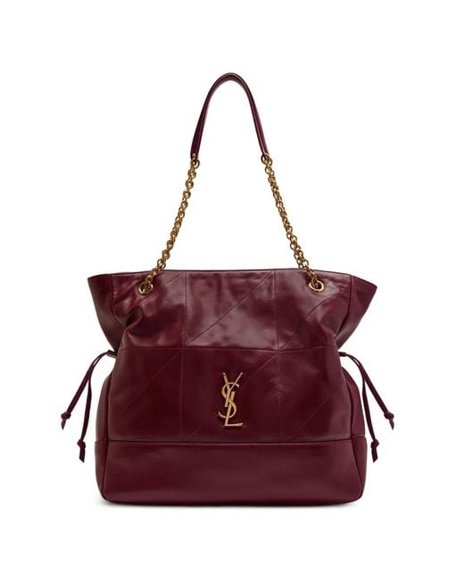 Saint Laurent Purple Quilted Logo-Plaque Shoulder Bag