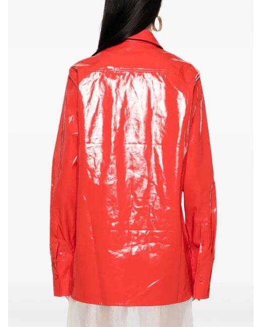 Jil Sander Red Tie-Detail Shirt