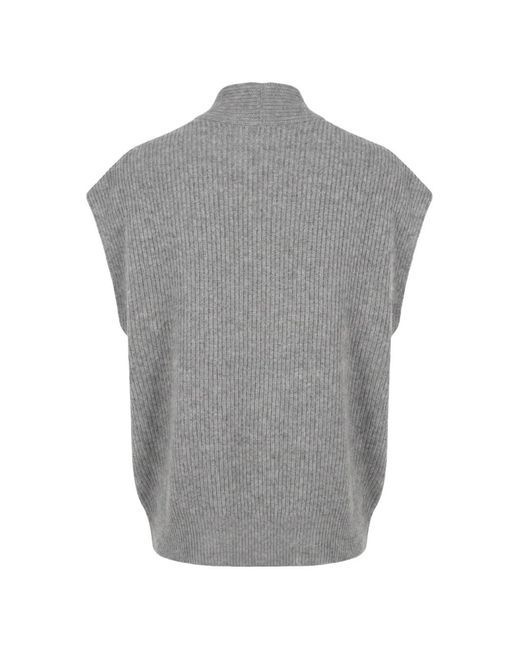 Brunello Cucinelli Gray Cashmere English Rib Wrap Cardigan