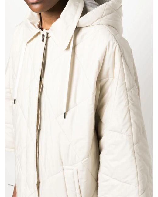 Brunello Cucinelli White Wide-Sleeve Quilted Coat