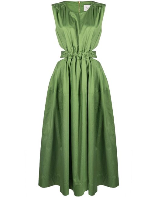Robe Midi En Popeline De Coton À Fronces Et À Découpes Zorina Aje. en coloris Green