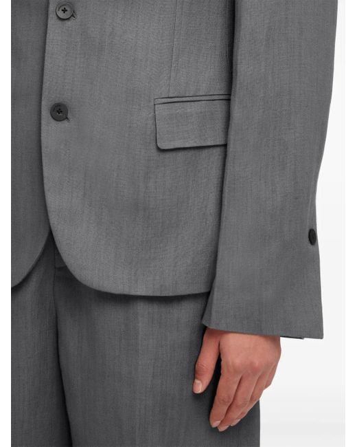 Ferragamo Black Single-Breasted Cotton Blazer for men