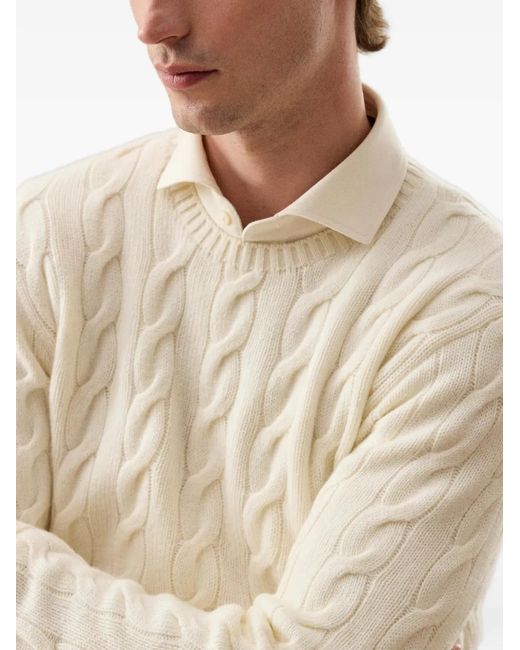 Ralph Lauren White Cable-Knit Cashmere Sweater for men