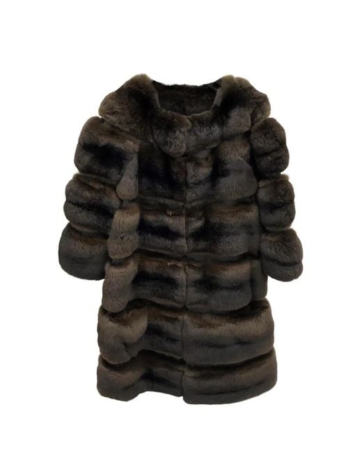 Simonetta Ravizza Black Panelled Faux-Fur Coat