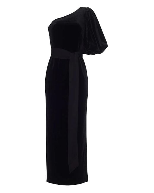 Cara Cara Black Kleid Aus Samt Mit Puffärmeln