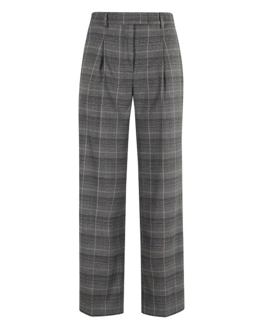 Seventy Gray Pleated Checked Trousers