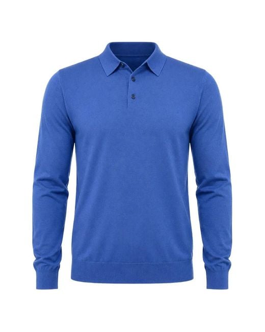 Paolo Pecora Blue Long-Sleeve Polo Shirt for men
