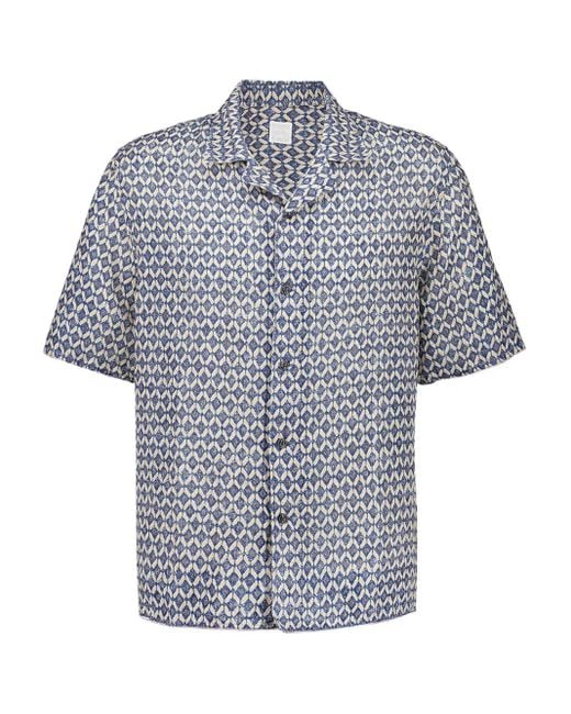 Camicia di 120% Lino in Blue da Uomo