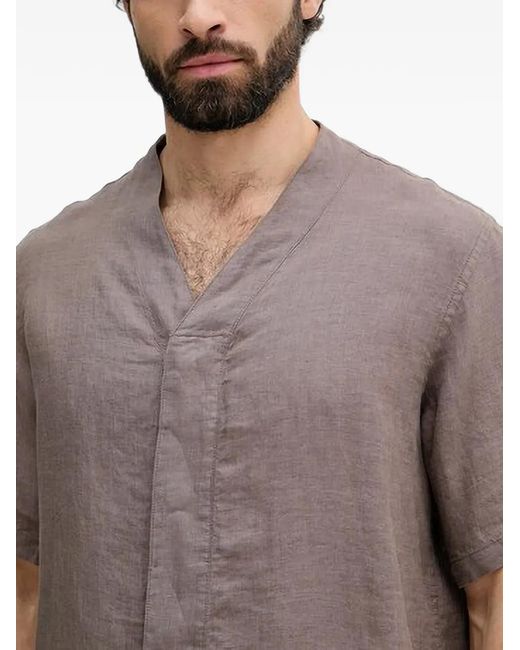 Benetton Gray V-Neck Short-Sleeved Shirt for men