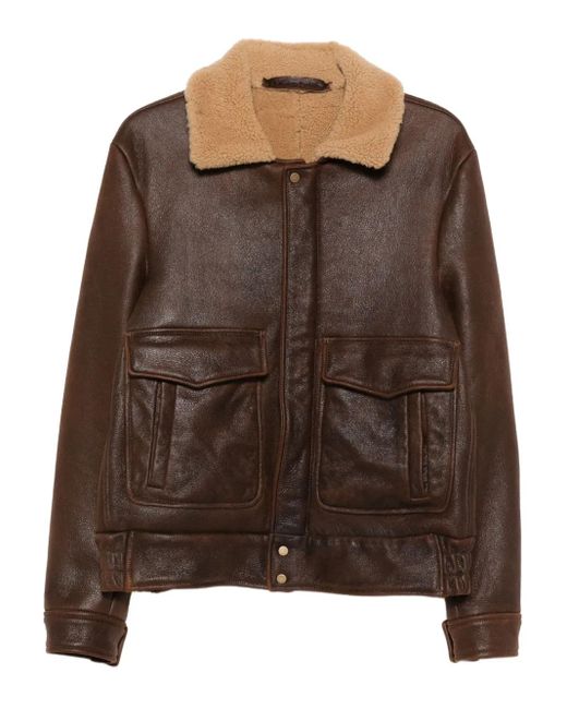 Salvatore Santoro Brown Shearling-Collar Jacket for men