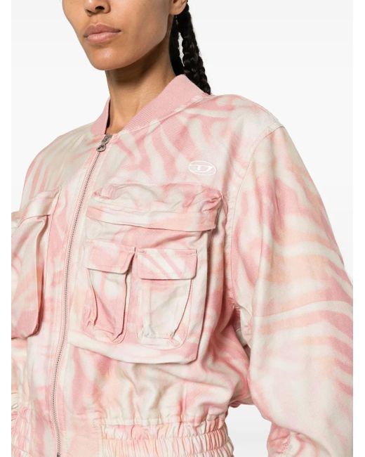 DIESEL Pink Bomberjacke Mit Abstraktem Print