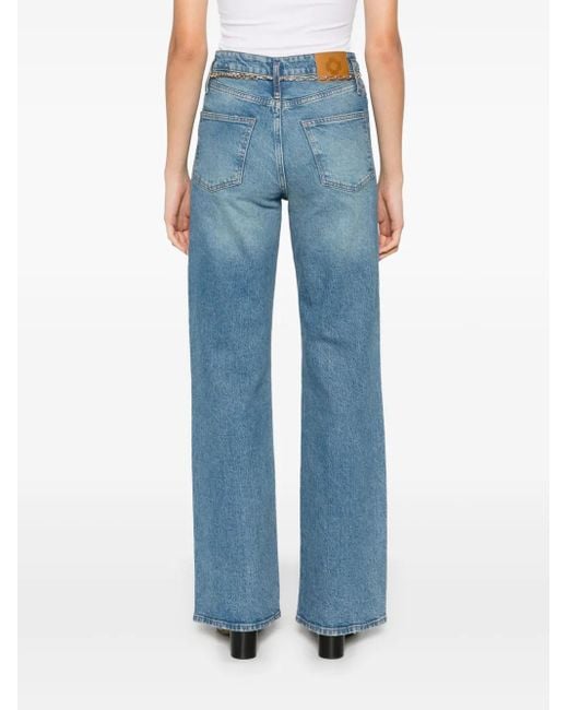 Maje Blue Chain-Link Belt Jeans