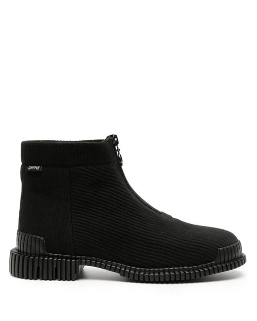 Camper Black Pix Ribbed-Texture Ankle-Lenght Boots