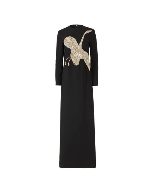 Costarellos Black Nadine Beaded-Applique Maxi Dress