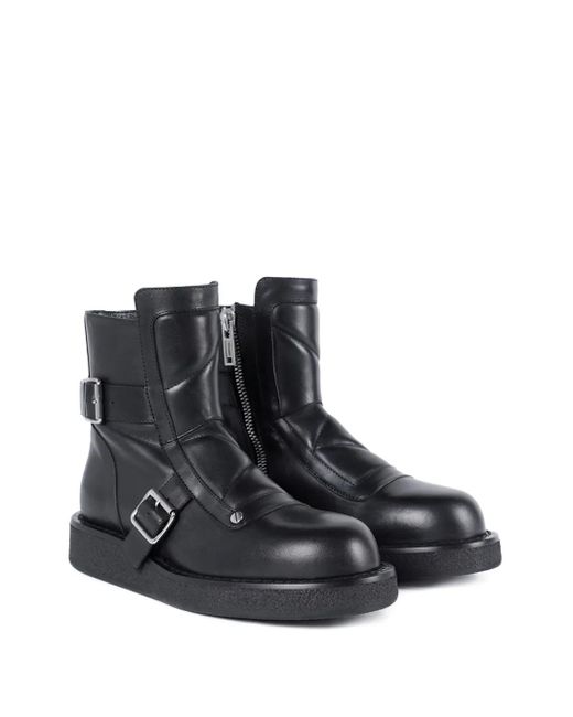 Ann Demeulemeester Black Sune Buckle-Detail Biker Boots for men