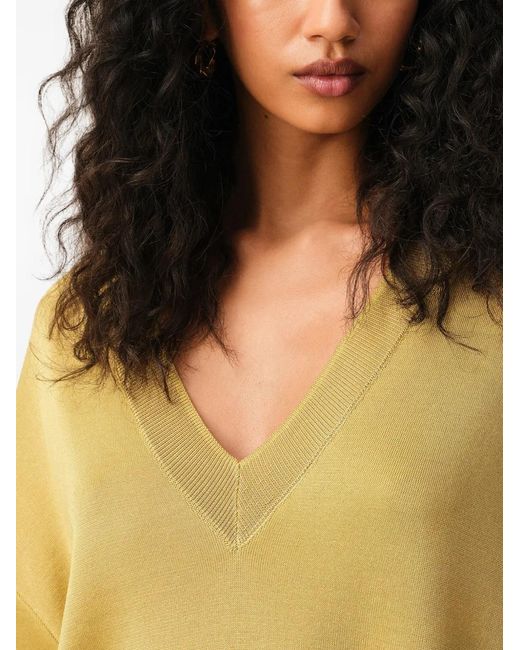 AMI Yellow Wool Short Sleeves V Neck Sweater