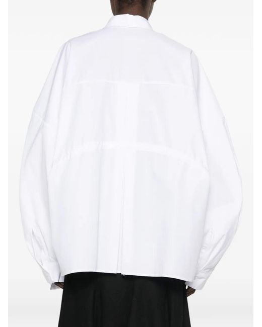 Thelatest White E-Dalida Drawstring-Waist Oversized Shirt