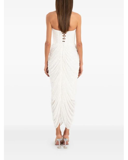Ana Radu White Sequin-Embellishment Midi Dress
