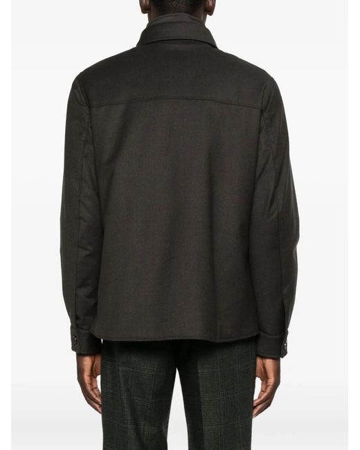 Moorer Black Button-Fastening Flap-Pocket Jacket for men