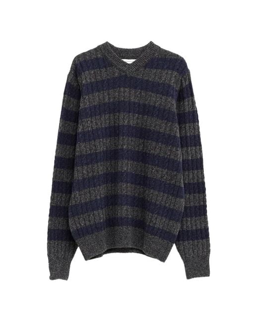 GIMAGUAS Blue Martin Striped Cable-Knit Jumper
