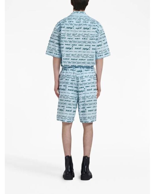 Marni Blue Mega Poplin Shorts for men