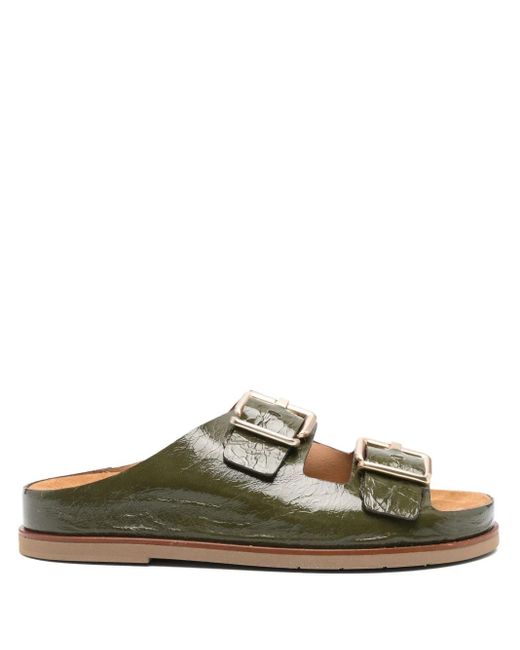 Pedro Miralles Green Patent-Leather Sandals