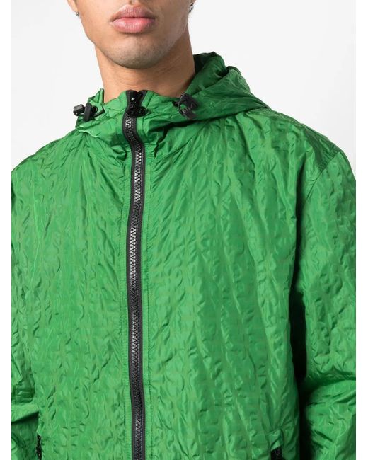 DIESEL Green Crinkled-Finish Windbreaker for men